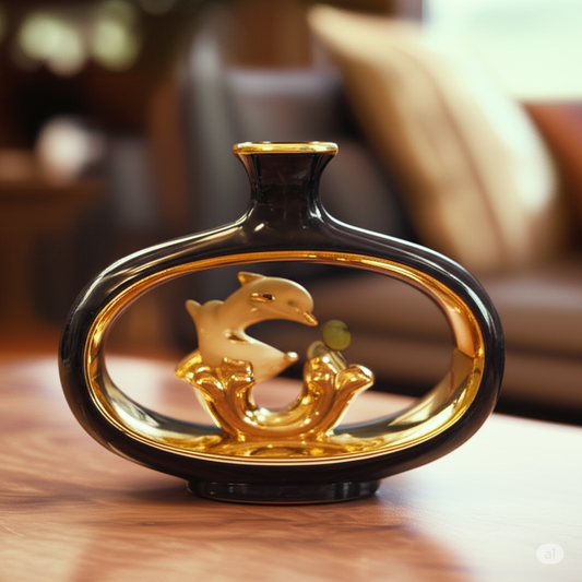 Crystal Dolphin Vase – Elegant Marine Serenade