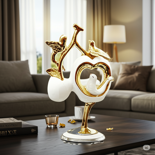 Crystal Bird Vase – Gilded Elegance with Avian Charm