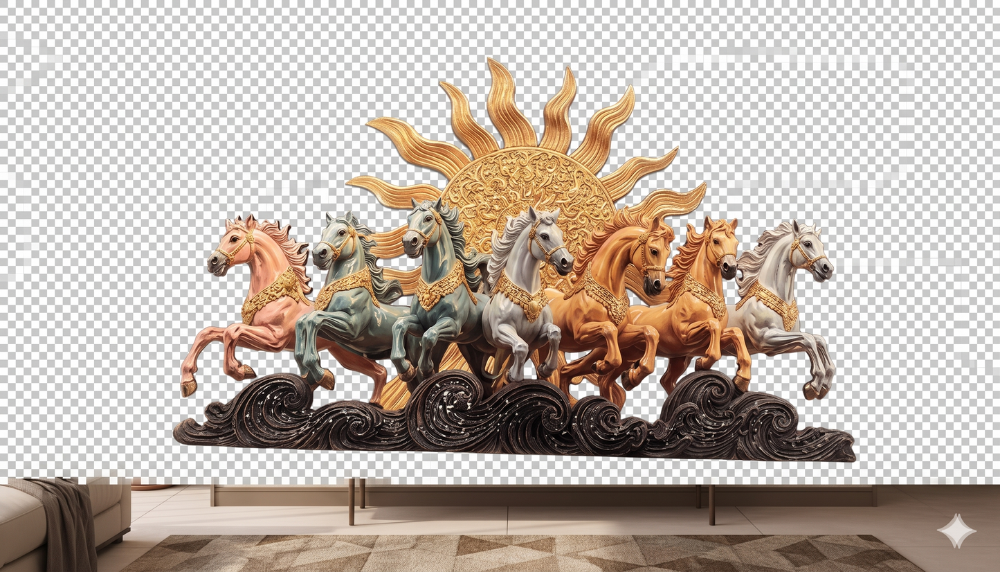 Seven Galloping Horses 3D Wall Art – Solar Victory Edition