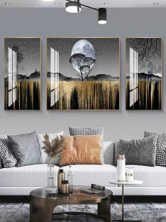 Crystal Painting Set of 3 with Aluminum Frame