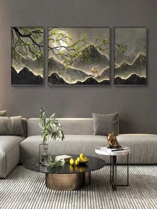 Crystal Painting Set of 3 with Aluminum Frame