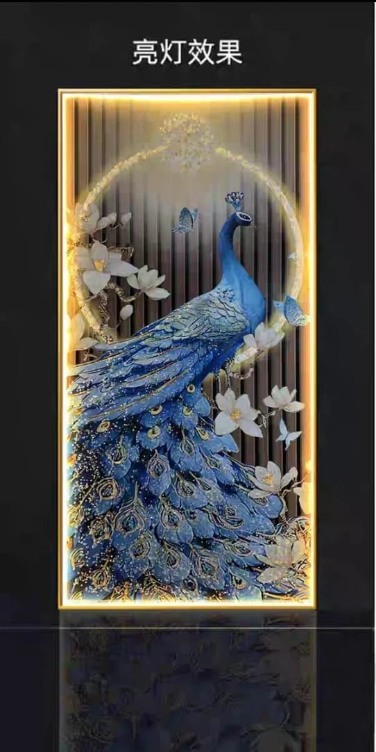 "Regal Peacock Palace" Crystal Wall Art for Grand Home Decor