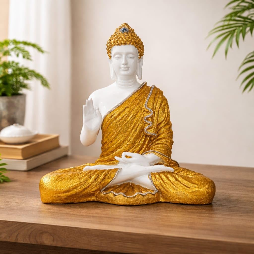 Golden Radiance Meditating Buddha Statue – Elegant Zen Masterpiece