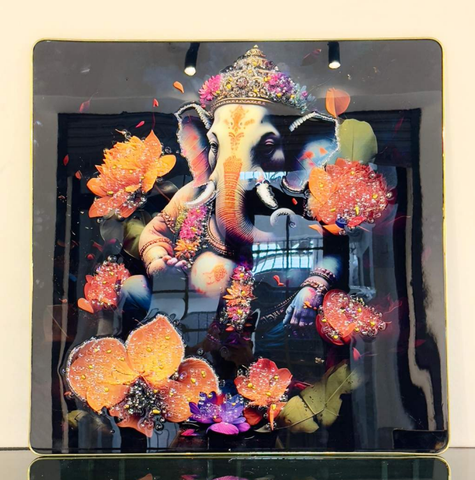 Modern Ganesha crystal Painting - A Sparkling Masterpiece