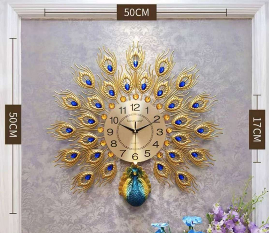 Artistic Peacock-Style Wall Clock: Elegance Meets Functionality 50cm x 50cm