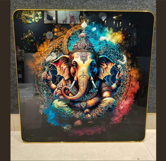 Graceful Ganesh Wall Painting with Glossy Finish