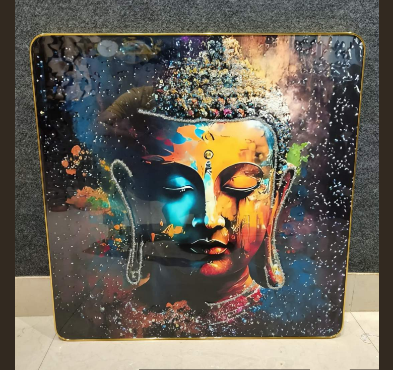 Serene Buddha Wall Painting with Glossy Finish