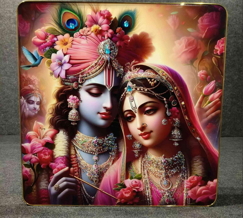 Divine Radha Krishna Wall Painting with Glossy Finish -1