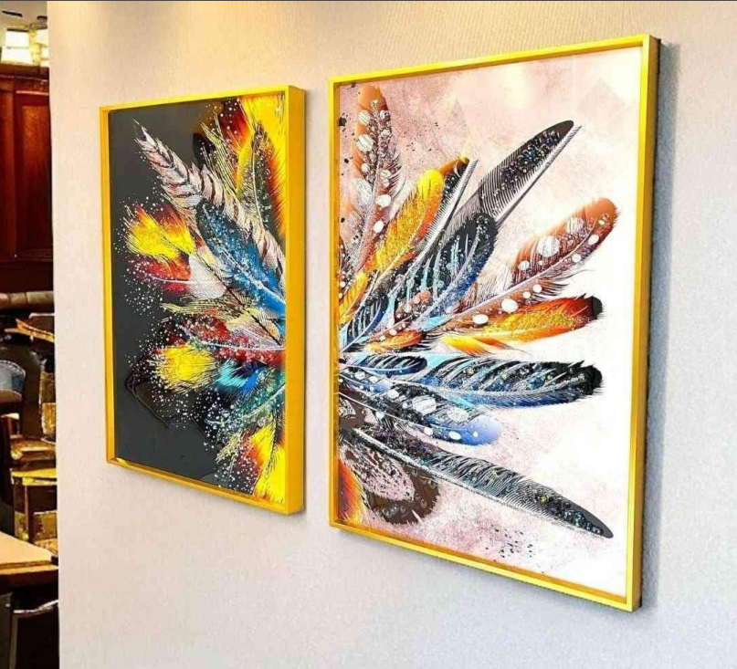 Feather Crystal Wall Panting – A Mesmerizing Blend of Art and Elegance