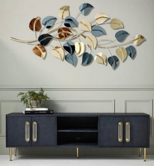 Golden Autumn Leaves - Nature-Inspired Metal Wall Sculpture