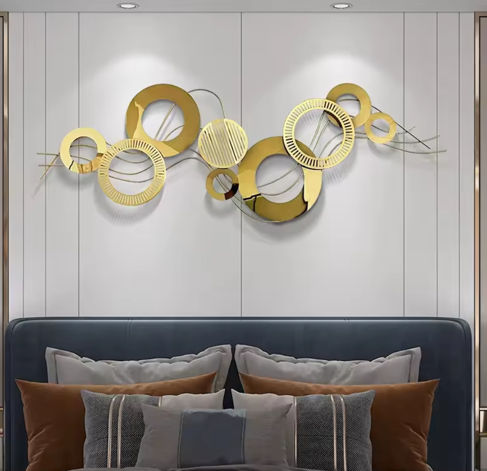 Golden Orbit - Modern Abstract Metal Wall Sculpture