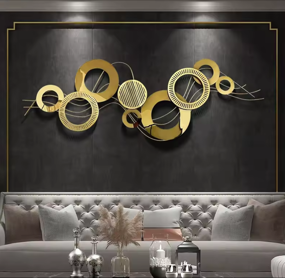 Golden Orbit - Modern Abstract Metal Wall Sculpture