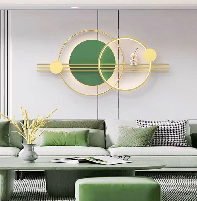 Emerald Orbit - Modern Abstract Metal Wall Sculpture with LED Light