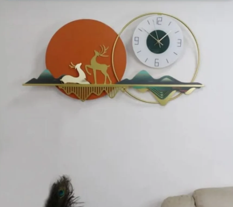 Golden Meadow - Modern Wall Clock with Nature Scene