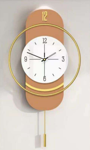 Golden Hour - Modern Abstract Wall Clock with Pendulum