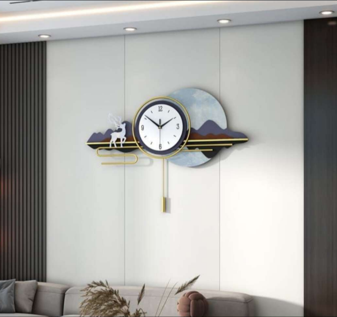 Serene Meadow - Modern Wall Clock with Nature Scene