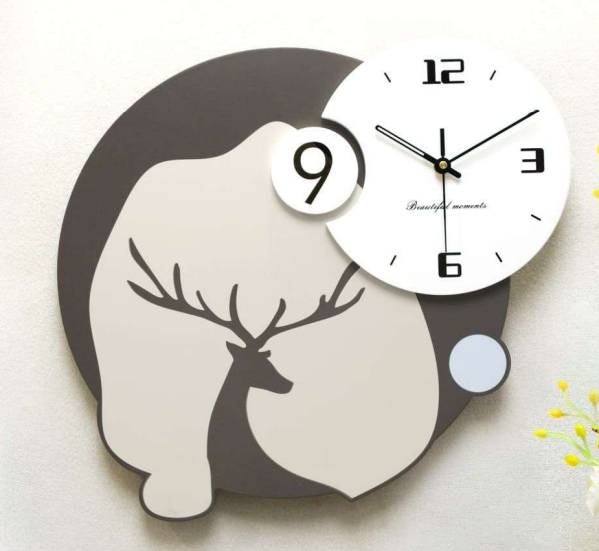 Forest Whispers - Modern Wall Clock with Deer Motif