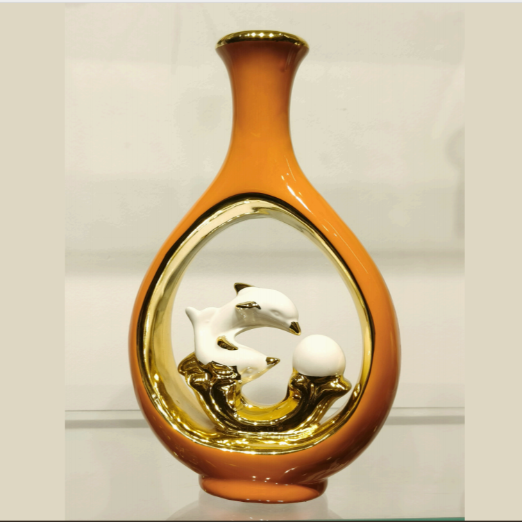 Crystal Dolphin Vase – Elegant Decorative Piece