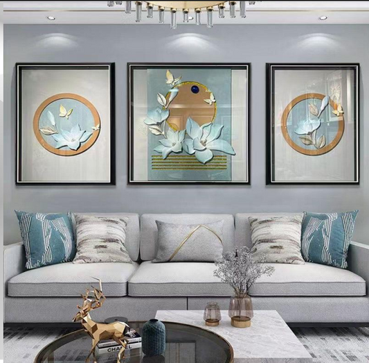 Blossom Whispers – 3 Piece Luxury Wall Decor Set