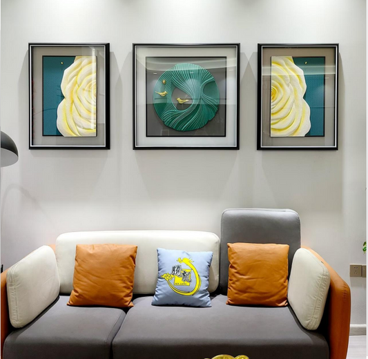 Golden Bloom – 3 Piece Luxury Wall Decor Set