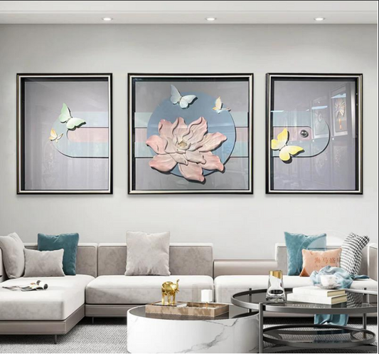 Fluttering Blossom – 3 Piece Luxury Wall Decor Set