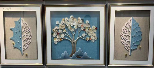 Pearl Blossom Harmony – 3 Piece Luxury Wall Decor Set