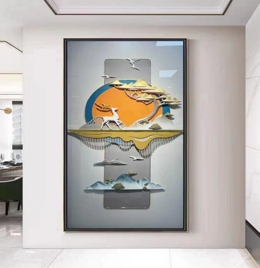Golden Horizon – 3D Vertical Wall Art