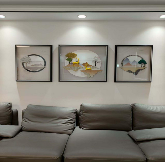 Golden Serenity – 3 Piece Wall Art Set