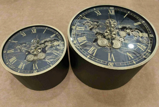 Grand Voyager Metal Gear Wall Clock Decor – Industrial Gold & Bla