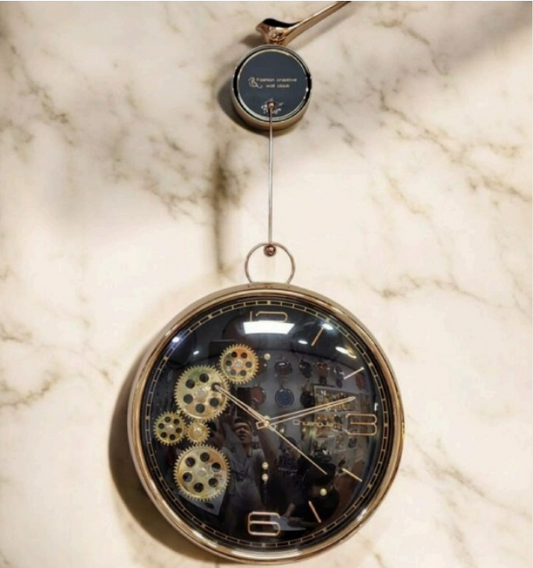 Elite Pendulum Gear Clock – Rose Gold & Onyx Edition