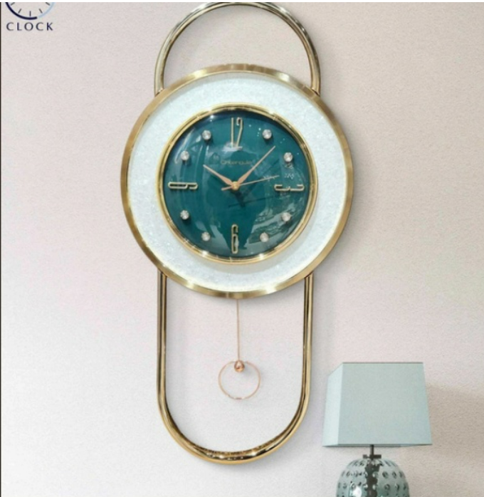Emerald Luxe Pendulum Clock – Gilded Halo Edition