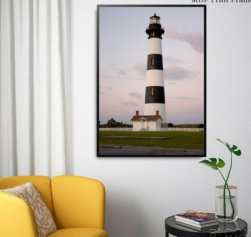 Coastal Beacon Lighthouse Canvas – Premium MDF Framed Art