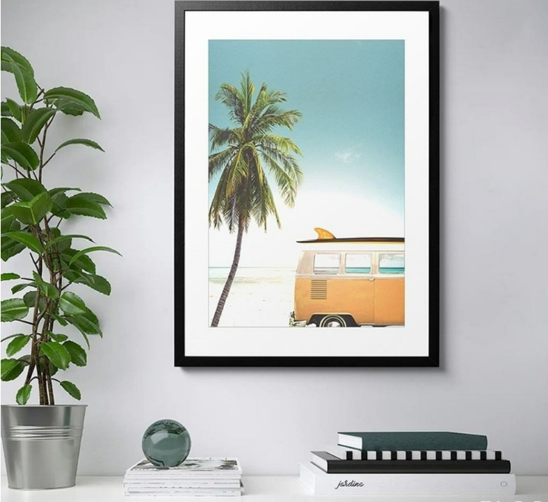 Retro Surf Shack Canvas – Tropical Beach MDF Framed Art