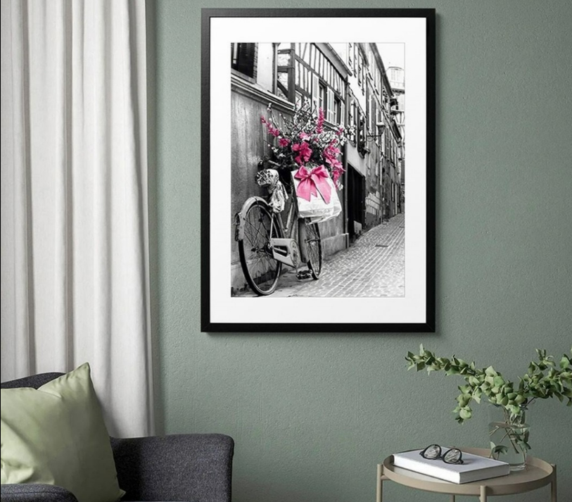 Parisian Streetside Romance Canvas – Selective Color MDF Framed Art