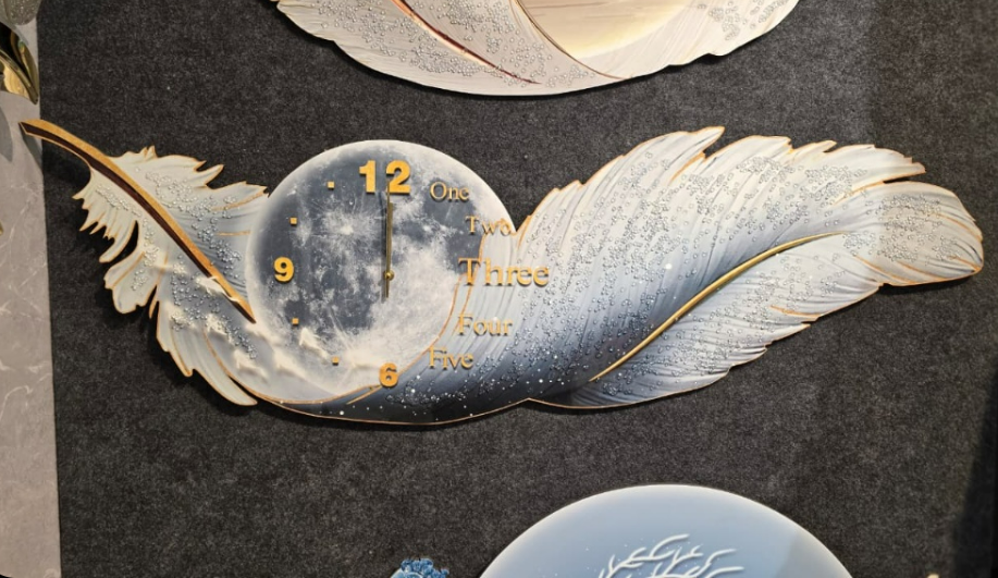 Moonlight Plume 3D Designer Clock – Luxury Celestial Feather Edition
