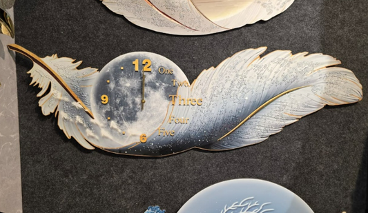 Moonlight Plume 3D Designer Clock – Luxury Celestial Feather Edition