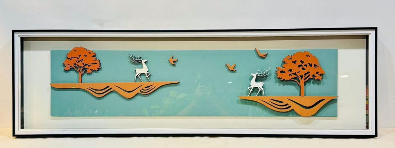 Enchanted Forest Panorama – Premium 3D Deer & Nature Glass Frame - view 3
