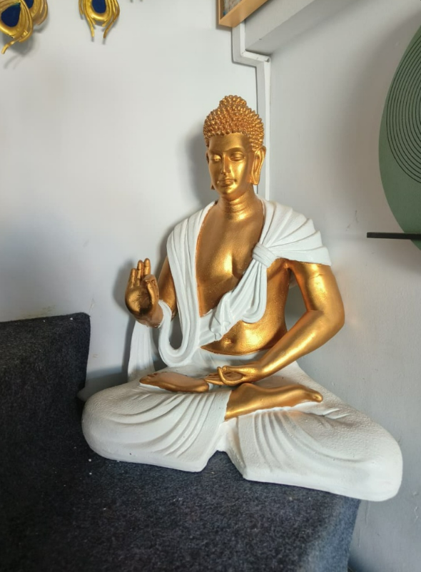 Golden Radiance Meditating Buddha – Premium Dual-Tone Zen Figurine