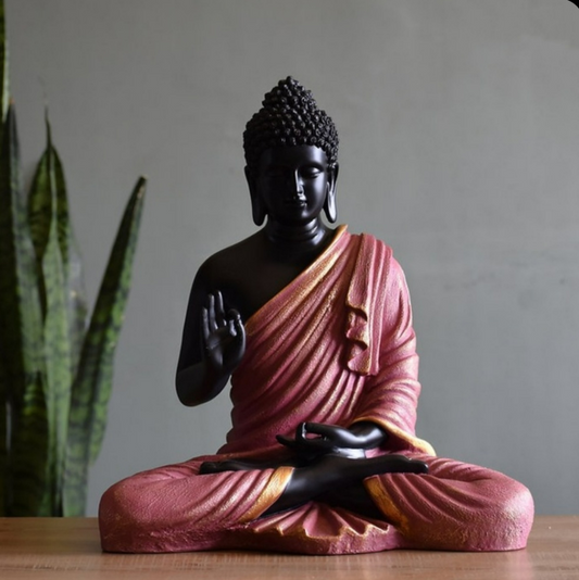 Crimson Sage Meditating Buddha Statue – Hand-Finished Zen Masterpiece
