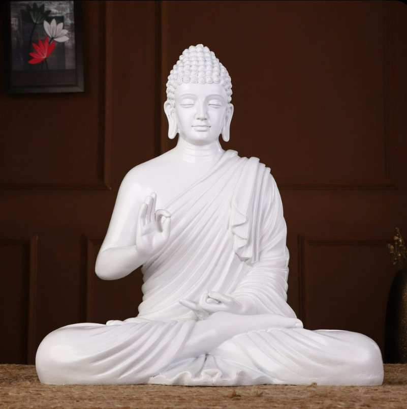 Pure White Meditating Buddha Statue – Minimalist Zen Decor