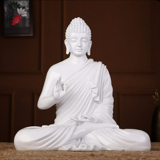 Pure White Meditating Buddha Statue – Minimalist Zen Decor