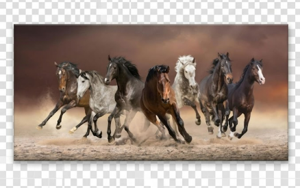 Majestic Seven Horses Gallop – Premium Vegan Leather Finish Wall Art