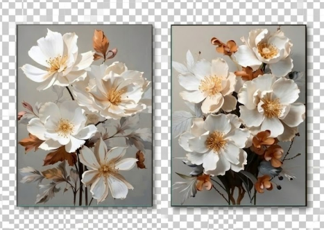Magnificence in Bloom (Set of 2) – Premium Vegan Leather Finish Floral Art