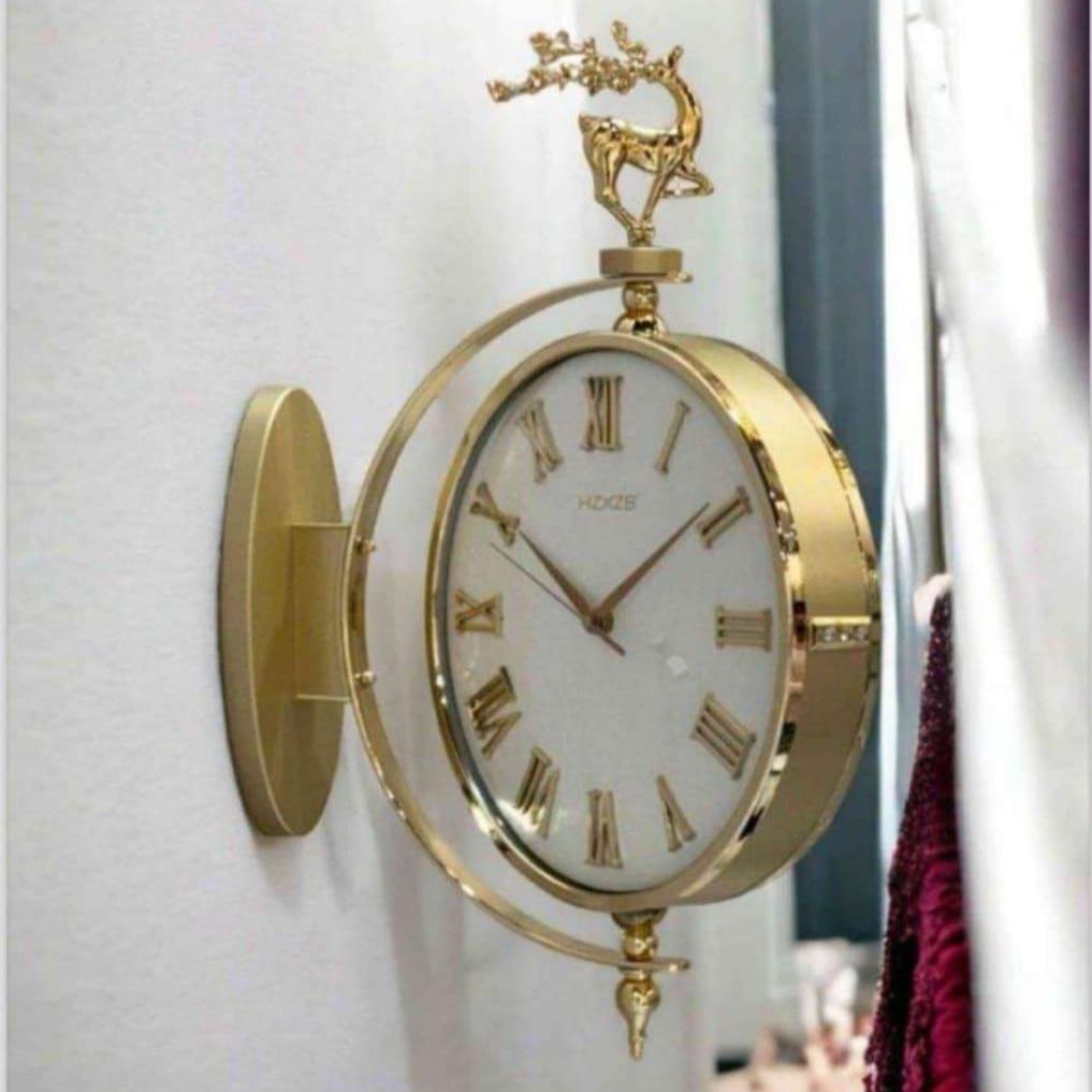 Deer Retro Station Double-Sided Wall Clock for Vintage Charm