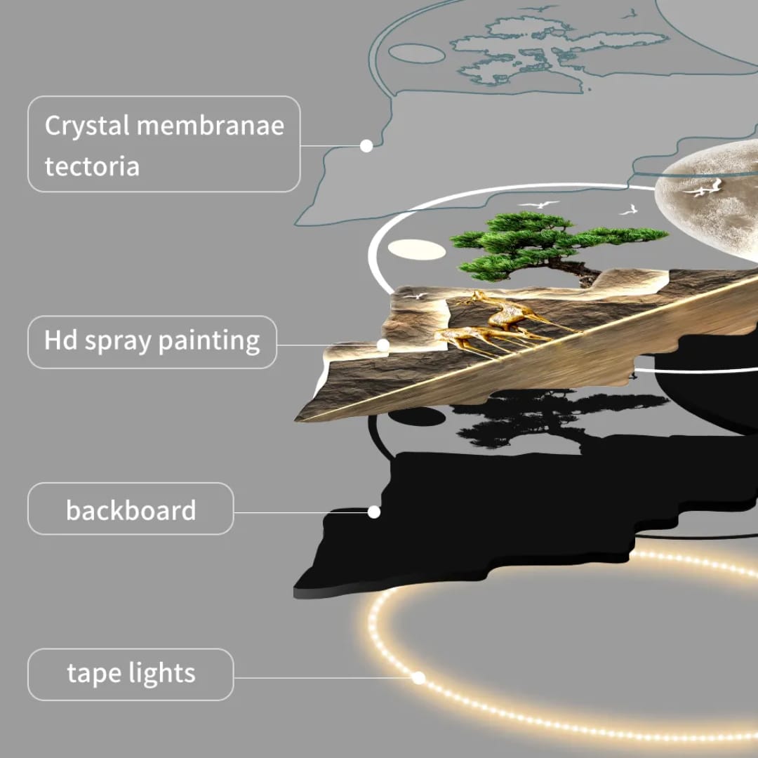 7 Horses Wall Art with LED Light