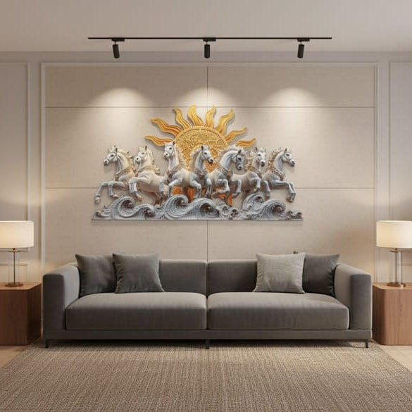 7 Horses Wall Art with LED Light