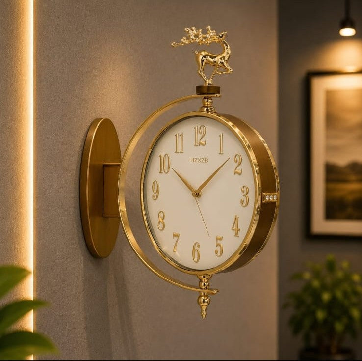 Stylish Station Wall Clock Decor Gold White