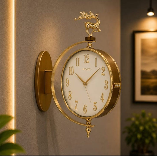 Stylish Station Wall Clock Decor Gold White
