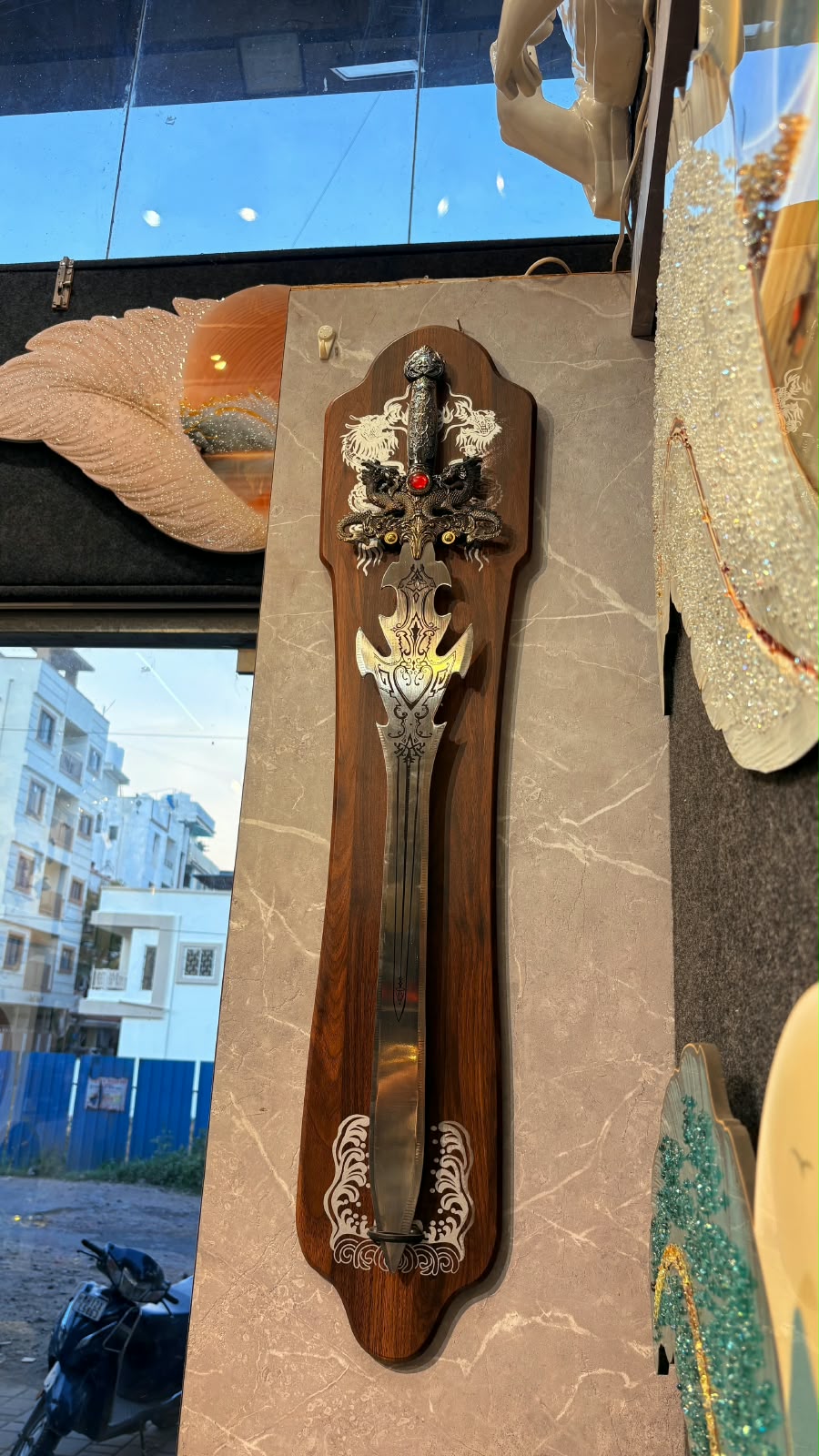 Decorative Display Sword with Wooden Wall Plaque 39 x 8 Inch