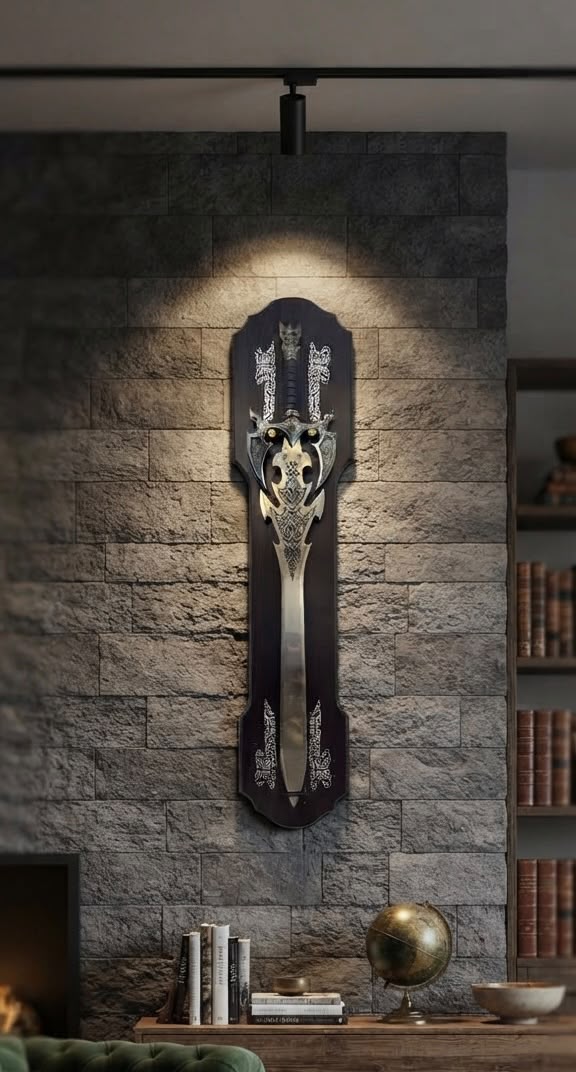 Decorative Dragon Sword with Black Wall Plaque 39 x 8 Inch